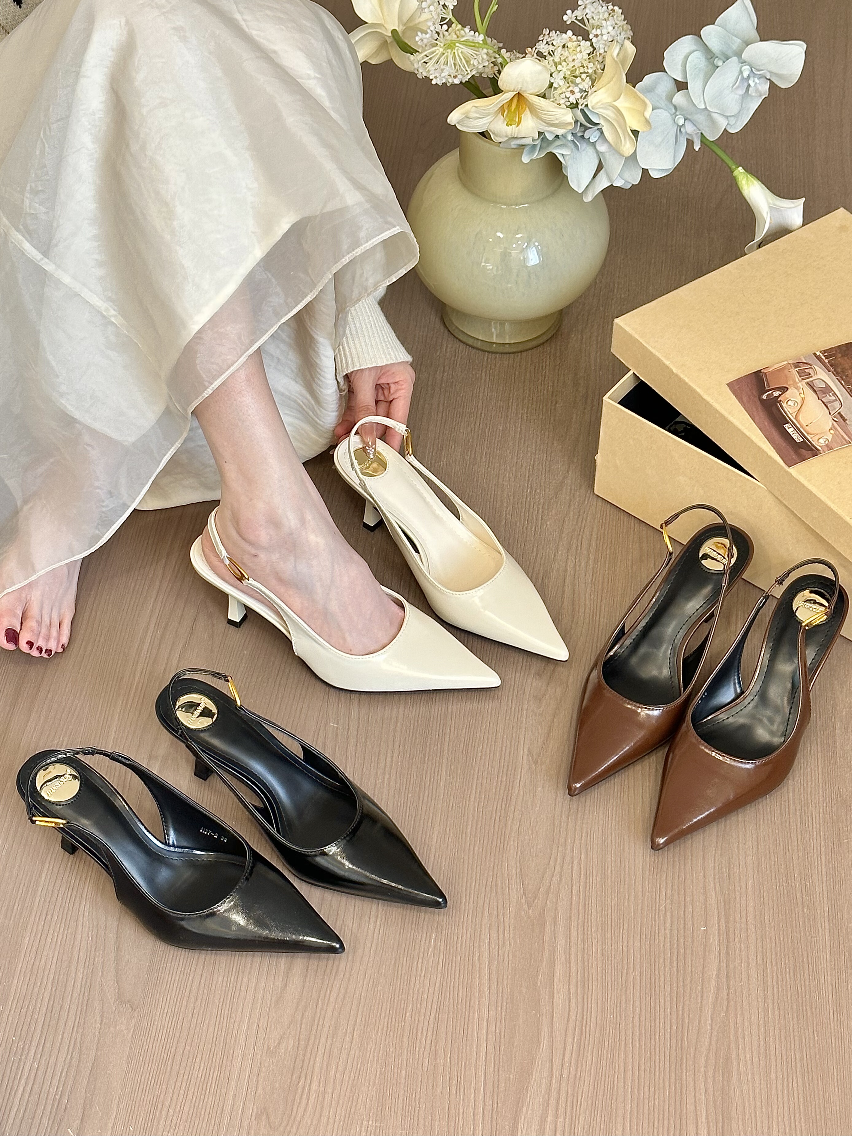 titing优雅至上！气质尖头浅口包头后空凉鞋女春2026细跟高跟鞋,淘宝优惠券,粉丝福利购,淘宝优惠卷