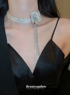 镶钻项链超闪流苏锁骨欧美轻奢c