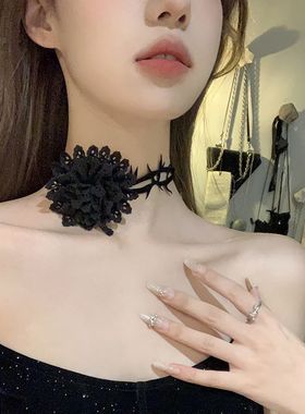 【蜜桃茶】暗夜玫瑰 万圣节玫瑰荆棘choker颈链项圈装扮拍照配饰