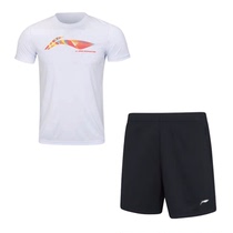 Li Ning Badminton Childrens Clothing AAYN108 AAPM014 Short Sleeve Short Skirt Shorts Black Badminton Suit Culture Shirt