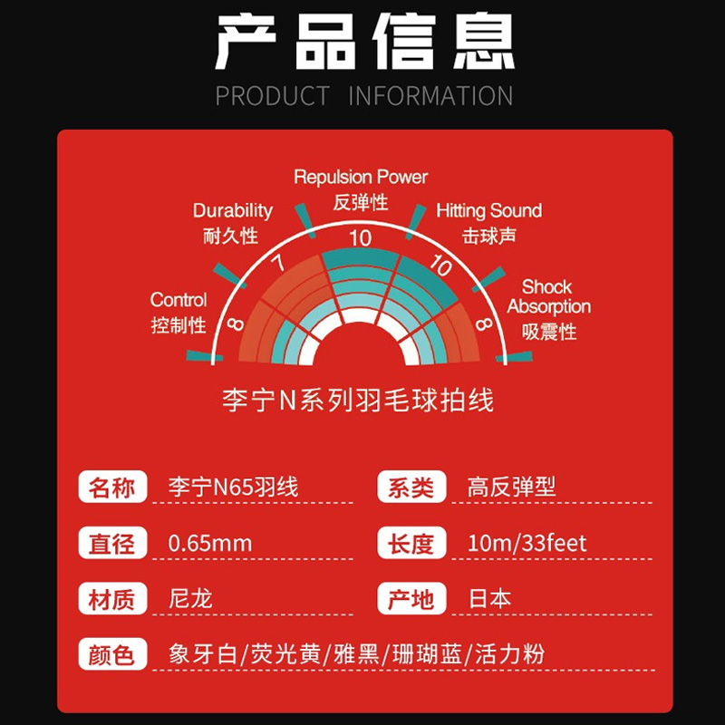 2021新款N65/N69/N68/N70李宁羽毛球线专业耐打高弹进攻羽线 - 图0