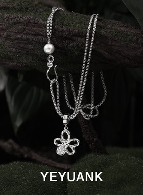 野原葵钛钢冷淡风花朵吊坠项链