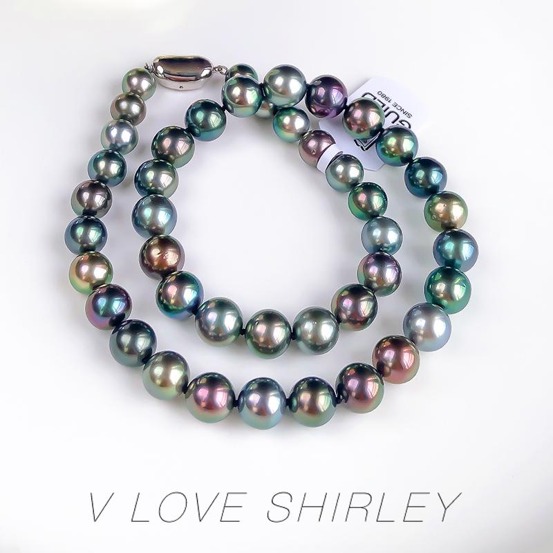 『吉尔德大证』大溪地黑珍珠项链天然海水混彩系镜面光珍珠颈链 - 图2