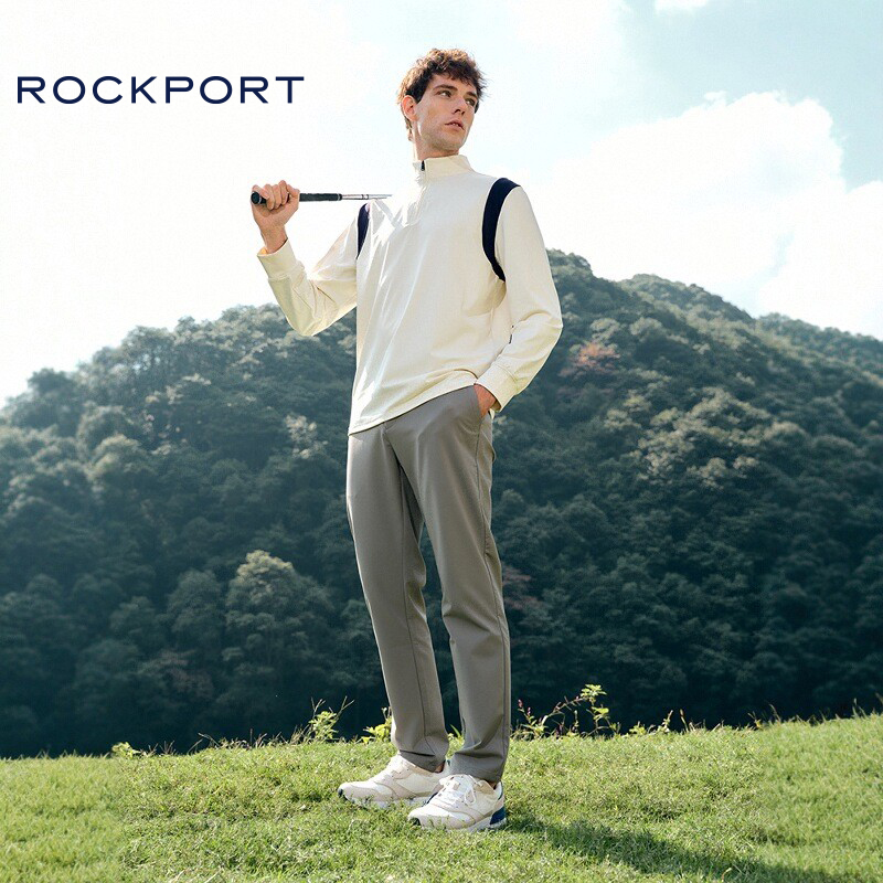 Rockport/乐步男士商务休闲裤2025春秋新款修身直筒裤抗皱长裤男 - 图1