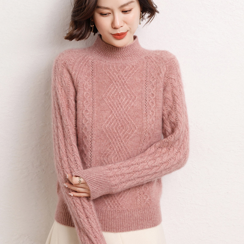 戎美衣尚重磅加厚山羊绒衫女半高领五针三股绞花韩版显瘦山羊绒毛,淘宝优惠券,粉丝福利购,淘宝优惠卷