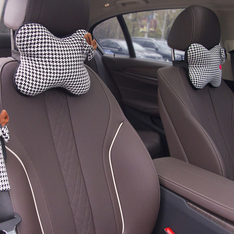 千鸟格汽车头枕护颈枕腰靠枕车载座椅靠背垫四季通用车用坐垫女神,淘宝优惠券,粉丝福利购,淘宝优惠卷