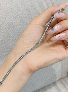 mini帕拉伊巴蓝网球极细排钻手链