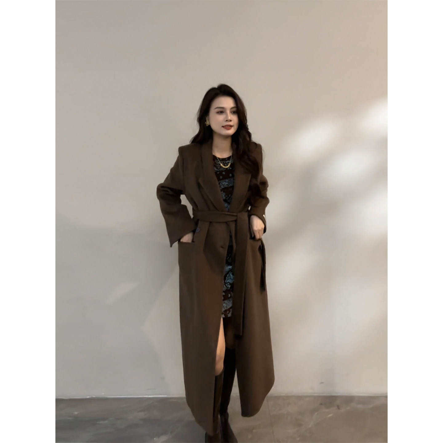 大婷婷 冬季新款防风百搭长袖中长款气质时尚女毛呢外套DT1702,淘宝优惠券,粉丝福利购,淘宝优惠卷