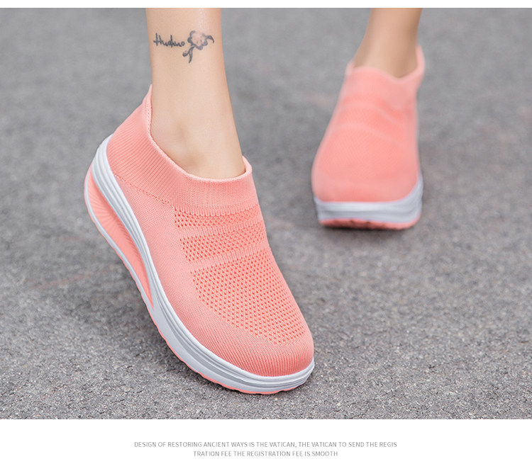 春夏网面厚底轻便耐穿透气摇摇鞋跑步运动轻便套脚袜子鞋35-42,淘宝优惠券,粉丝福利购,淘宝优惠卷