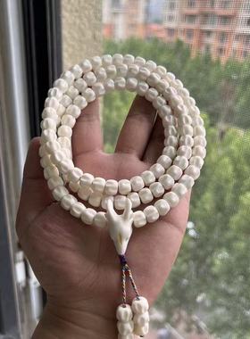 藏式鹿角三通百香籽佛珠手串