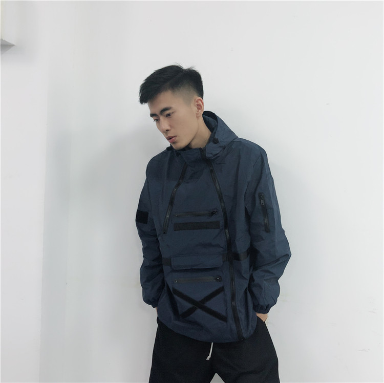 bgg春秋简约日系多拉链大口袋风衣 我要当大佬夹克