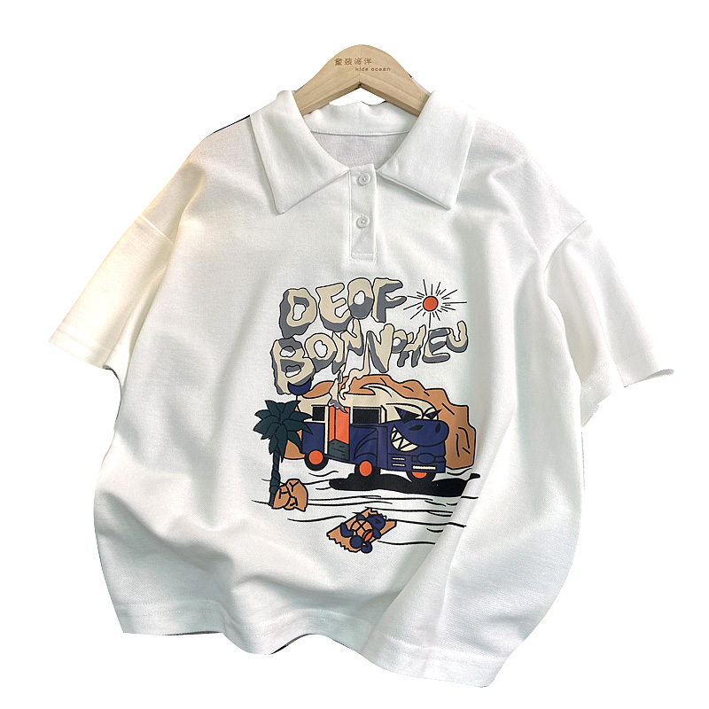 海洋家特价童装男女童中大童帅气潮款短袖polo儿童珠地棉T恤-图3