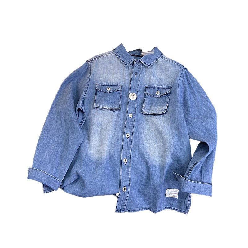 海洋家特价童装男女童中大童帅气潮款牛仔衬衫儿童水洗春秋款上衣,淘宝优惠券,粉丝福利购,淘宝优惠卷