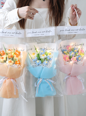仿真花针织泡芙花束公司礼品