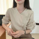 Loose and versatile long-sleeved shirt top for women