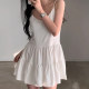 Pleated high waist slimming suspender dress and short skirt