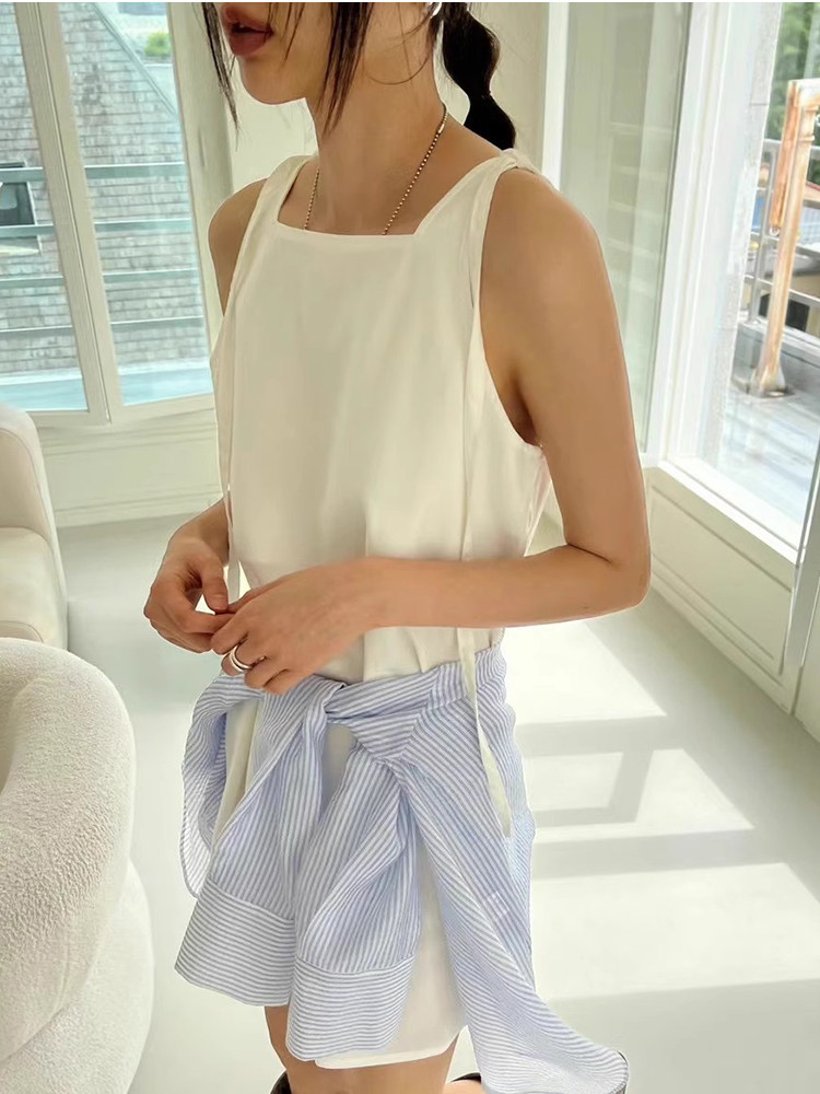韩国chic夏季复古小众方领宽松休闲A字背心裙可调节吊带连衣裙女,淘宝优惠券,粉丝福利购,淘宝优惠卷