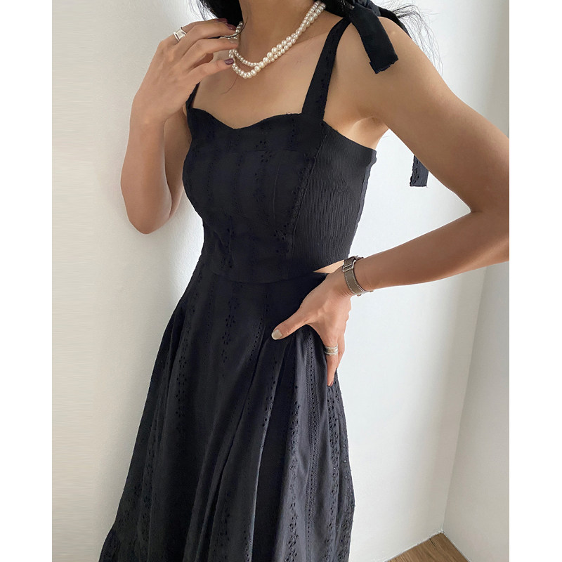 时尚套装女蕾丝后背拉链绑带吊带上衣夏季高腰荷叶拼接大摆半身裙_虎窝淘
