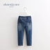 Đón quần jeans xuân sóng mới phiên bản Hàn Quốc cho bé quần lửng co giãn quần bé bình thường nước ngoài - Quần jean
