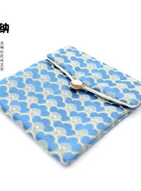 鱼鳞纹白纽扣方布袋织锦缎首饰袋手镯项链珠宝饰品锦囊收纳布袋子