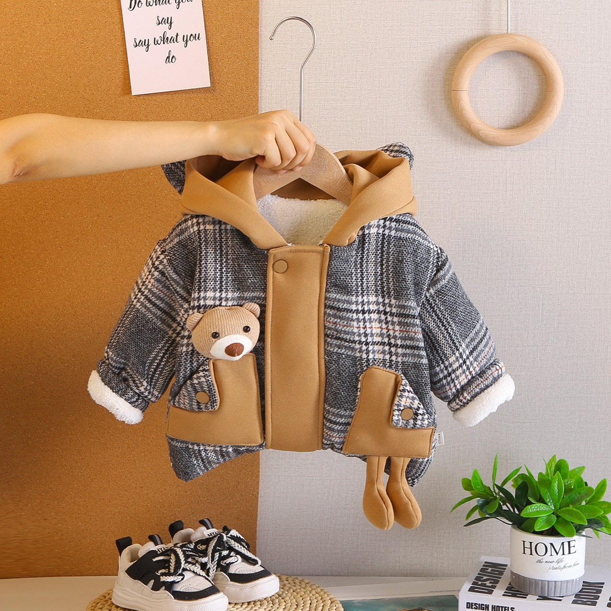 男童宝宝秋冬季加绒外套01-2-3岁婴儿冬装帅气儿童连帽加绒上衣潮,淘宝优惠券,粉丝福利购,淘宝优惠卷