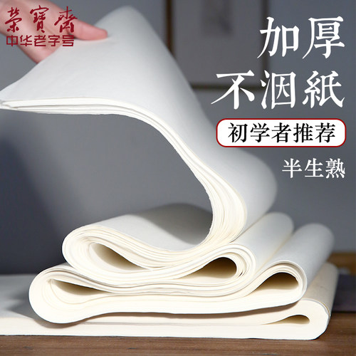 荣宝斋书画练习纸生纸国画纸毛笔书法纸初学者熟纸半生半熟美术学生毛边纸书法国画专用纸 - 图1