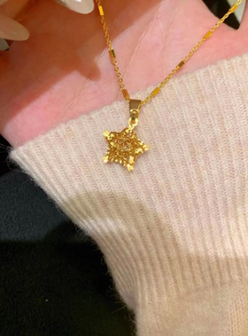 爆闪织梦星镂空星星项链配饰女夏