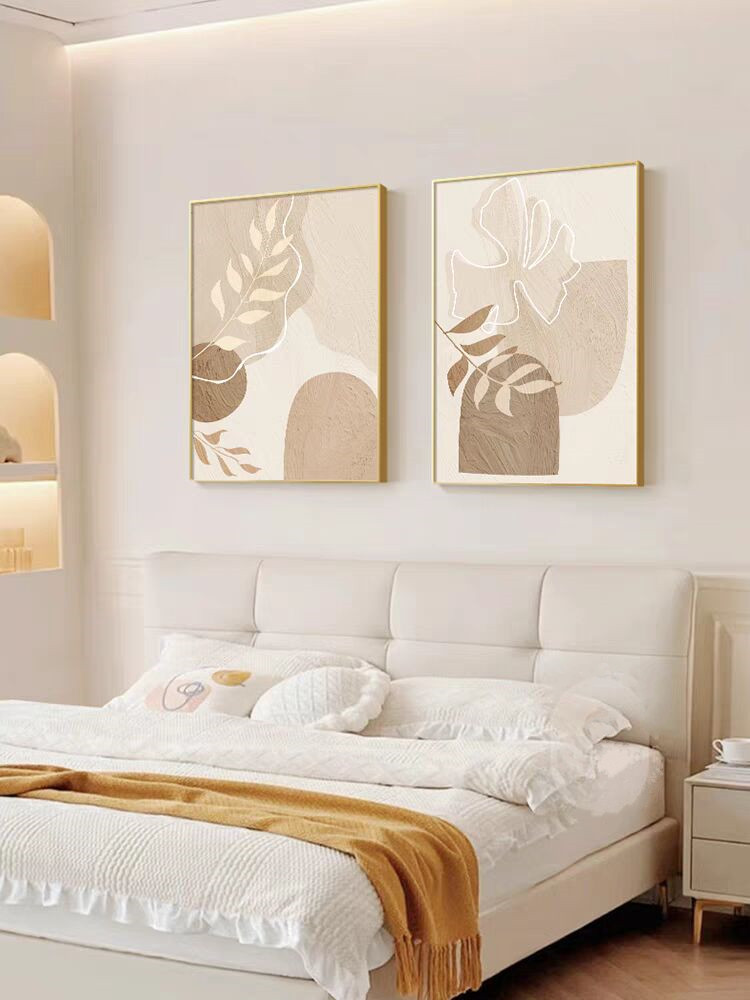 奶油风卧室装饰画北欧莫兰迪次卧房间墙壁壁画高级感主卧床头挂画