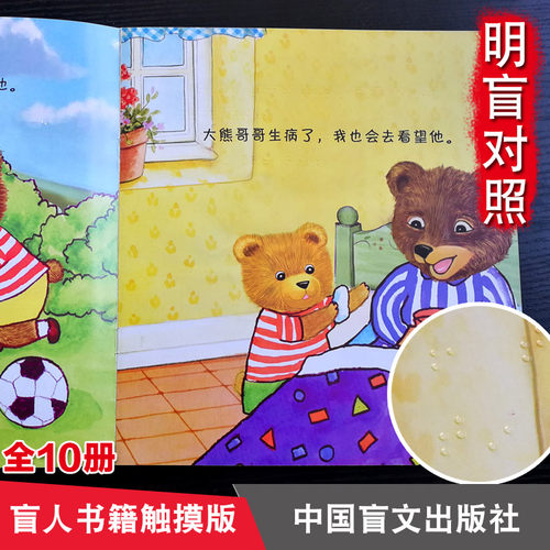 【明盲对照】盲人书触摸版 全10册熊宝宝的情感故事情绪管理绘本儿童图画故事书 儿童性格培养中国盲文出版社盲人看的书盲人用书籍 - 图2