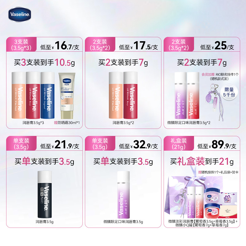 凡士林正品润唇膏修护淡化唇纹舒缓滋润唇部保湿滋润