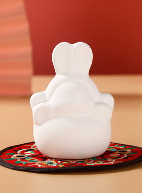 北京兔爷白胚摆件diy材料包