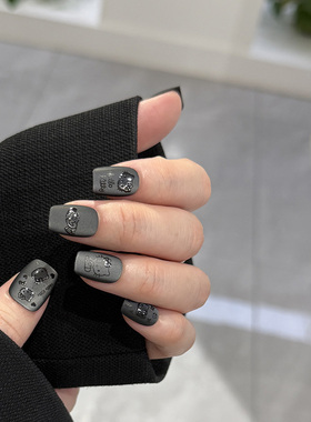 NailArt猫眼KT猫穿戴甲高级显白短方ins纯欲风氛围感学生美甲贴片
