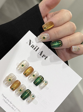 NailArt楼兰穿戴甲高级显白短方ins纯欲风氛围感学生美甲指甲贴片