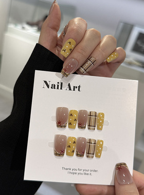 NailArt学院风格纹穿戴甲高级显白中方ins纯欲风氛围感学生美甲片