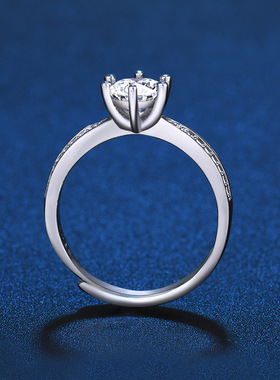 2021年新款创意莫桑石雪花戒指s925镀银欧美结婚钻戒开口女士指环