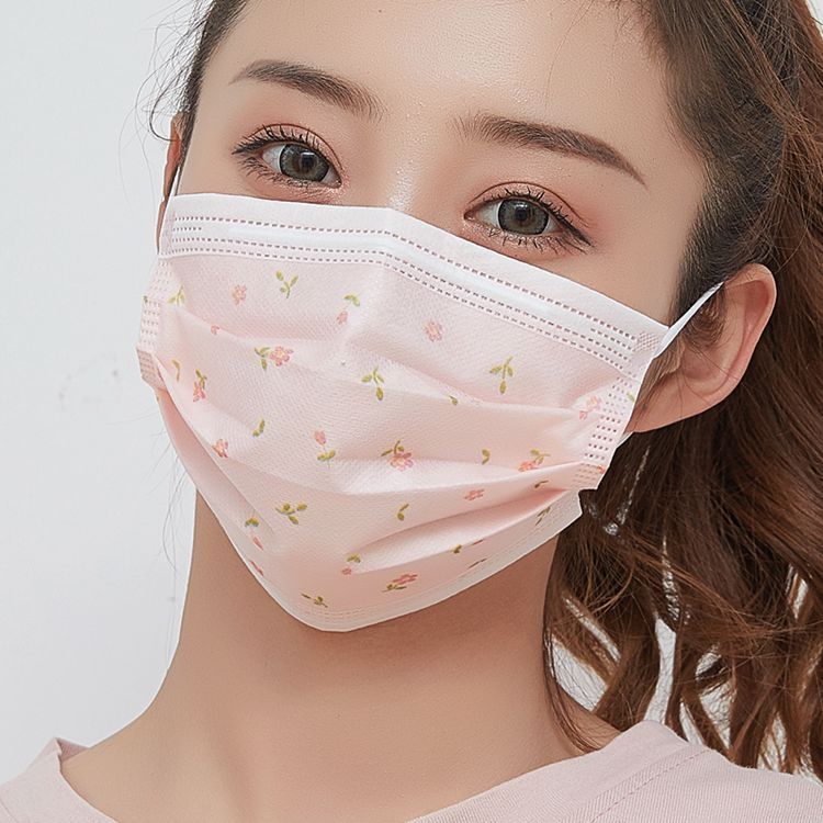 Summer thin fashion adult printed disposable mask female adult three-layer protective cartoon band pattern cute trend