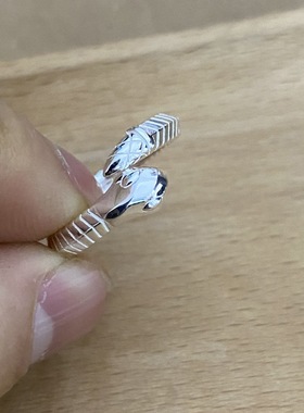 简约光面簪刻泰银男女百搭戒指2025蛇年戒子食指中指开口戒指