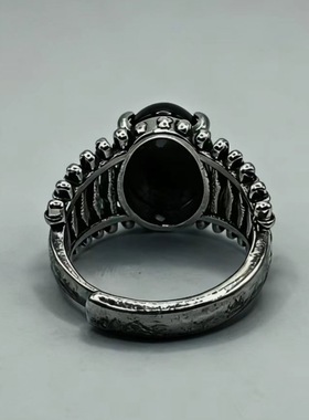 原创民族风泰银复古栅栏椭圆形开口可调节女士经典戒指手饰