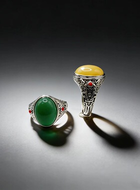 新中式国风饕餮纹泰银戒指女轻奢复古高级感可调节指环送女友