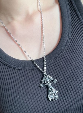 欧美潮牌泰银复古哥特朋克原创骷髅稻草人暗黑系男百搭项链