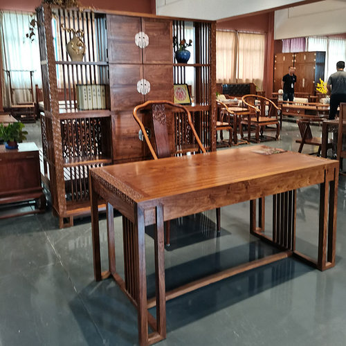 现代新中式刺猬紫檀书架实木苏梨展示架书桌椅子组合祥云红木家具 - 图0