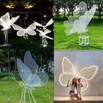 Stainless Steel Luminous Hollowed-out Butterfly Pendulum OUTDOOR VIEW LAWN PARK FOREST ANIMAL IRON ART SCULPTURE DECORATION CUSTOMIZED