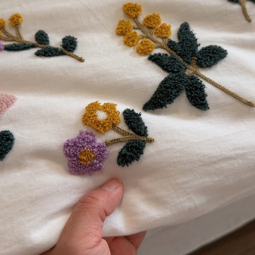 法式少女心 | A类全棉刺绣花四件套纯棉床单被套简约白色床上用品 - 图1