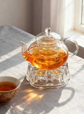 耐高温玻璃煮茶炉家用蜡烛加热茶具心形茶炉底座保温蜡烛煮茶茶壶