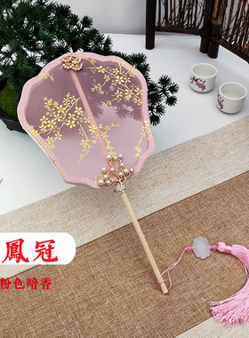 双面儿童舞蹈表演团扇小扇子