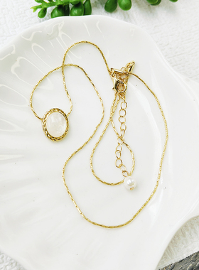 小方块意大利50cm猫眼项链纯银