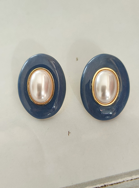 灰色滴油耳饰珍珠耳钉