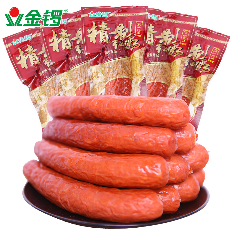 【金锣旗舰店】哈尔滨红肠135g*5袋 特产火腿肠香肠蒜香肠 烟熏肠 - 图0