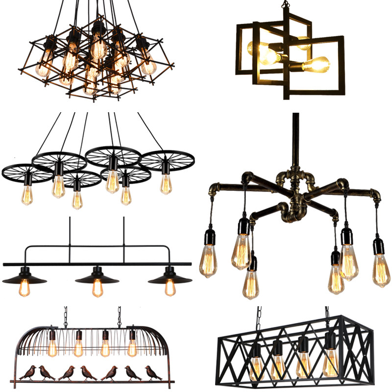 复古车轮灯饭店卡座餐厅吧台铁艺包间奶茶店创意服装鸟笼大厅吊灯,淘宝优惠券,粉丝福利购,淘宝优惠卷