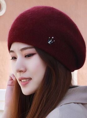 贝雷帽毛线帽女保暖加厚韩版秋冬